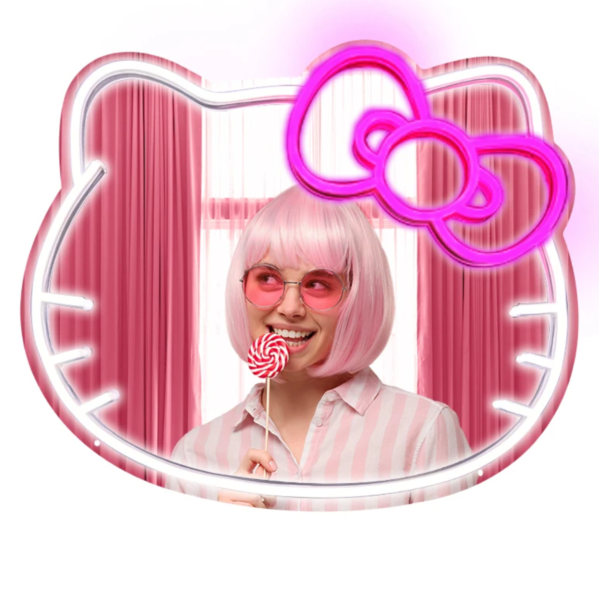 Hello Kitty Wall Mirror With Neon Light