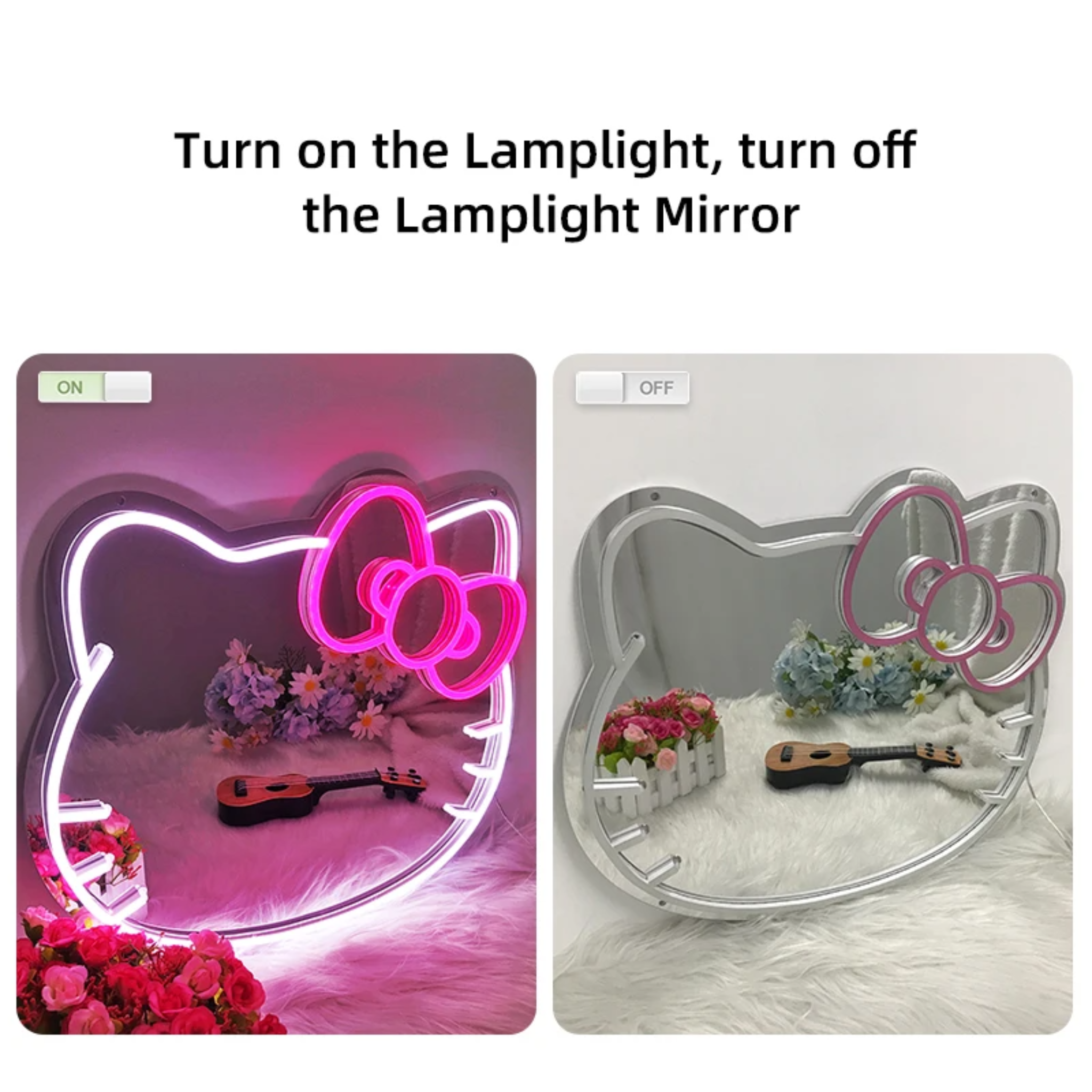 Hello Kitty Wall Mirror With Neon Light