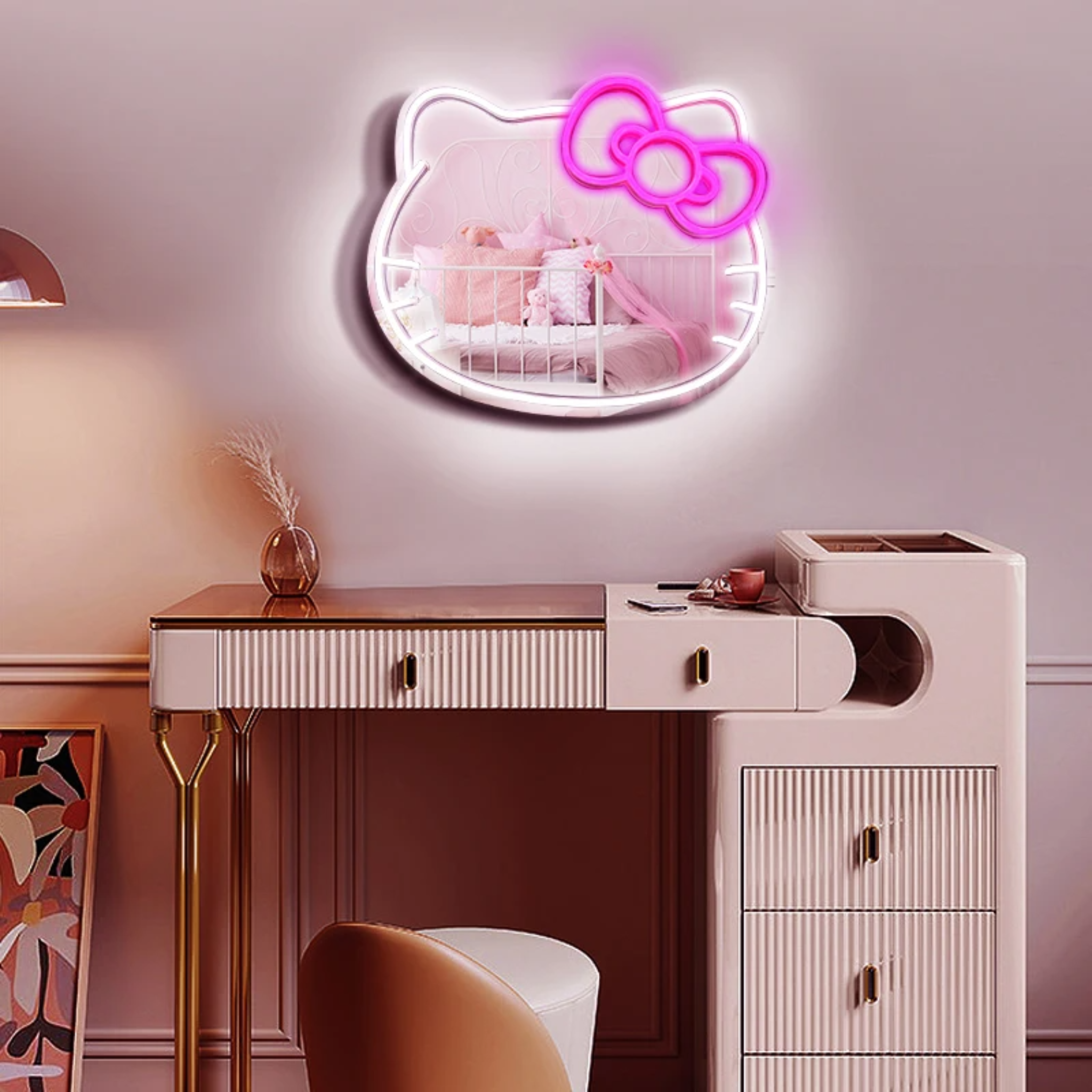 Hello Kitty Wall Mirror With Neon Light